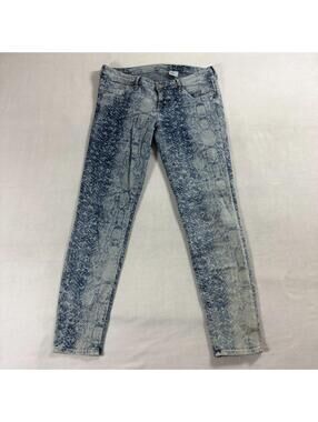 H&M Skinny Low Waist Ankle Jeans Snake Print Women 30 Fits Like 32x29 Y2K Blue